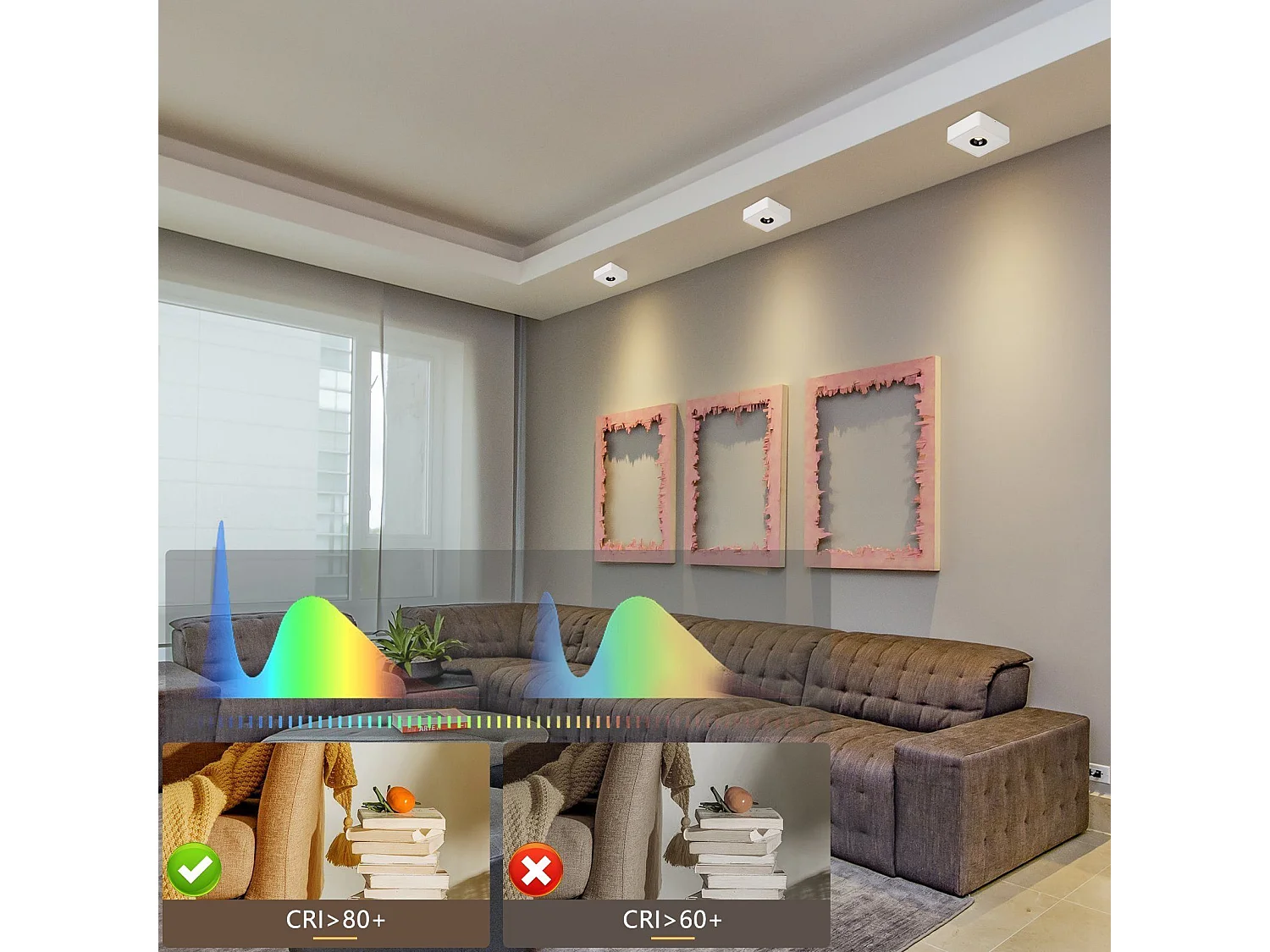 NETTLIFE Spots LED, Blanc, 7 W, Blanc Chaud, Spot de Plafond Moderne, Spot Plat et Carré pour Couloir, Cuisine, Salle à Manger