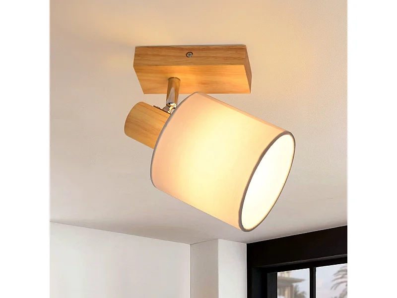 NETTLIFE Moderner Deckenstrahler aus Holz, Wand-/Korridor, 350° drehbar, E14 MAX.40W, für Wohnzimmer, Schlafzimmer, Küche (ohne Glühbirne)