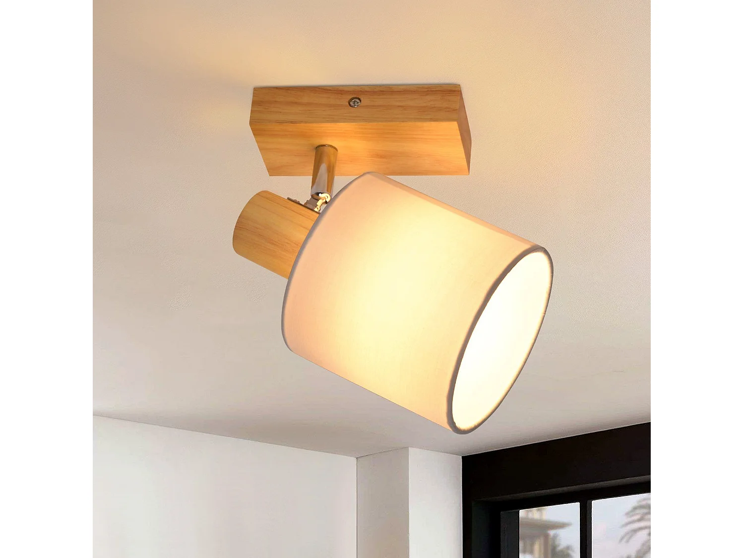 NETTLIFE Moderner Deckenstrahler aus Holz, Wand-/Korridor, 350° drehbar, E14 MAX.40W, für Wohnzimmer, Schlafzimmer, Küche (ohne Glühbirne)