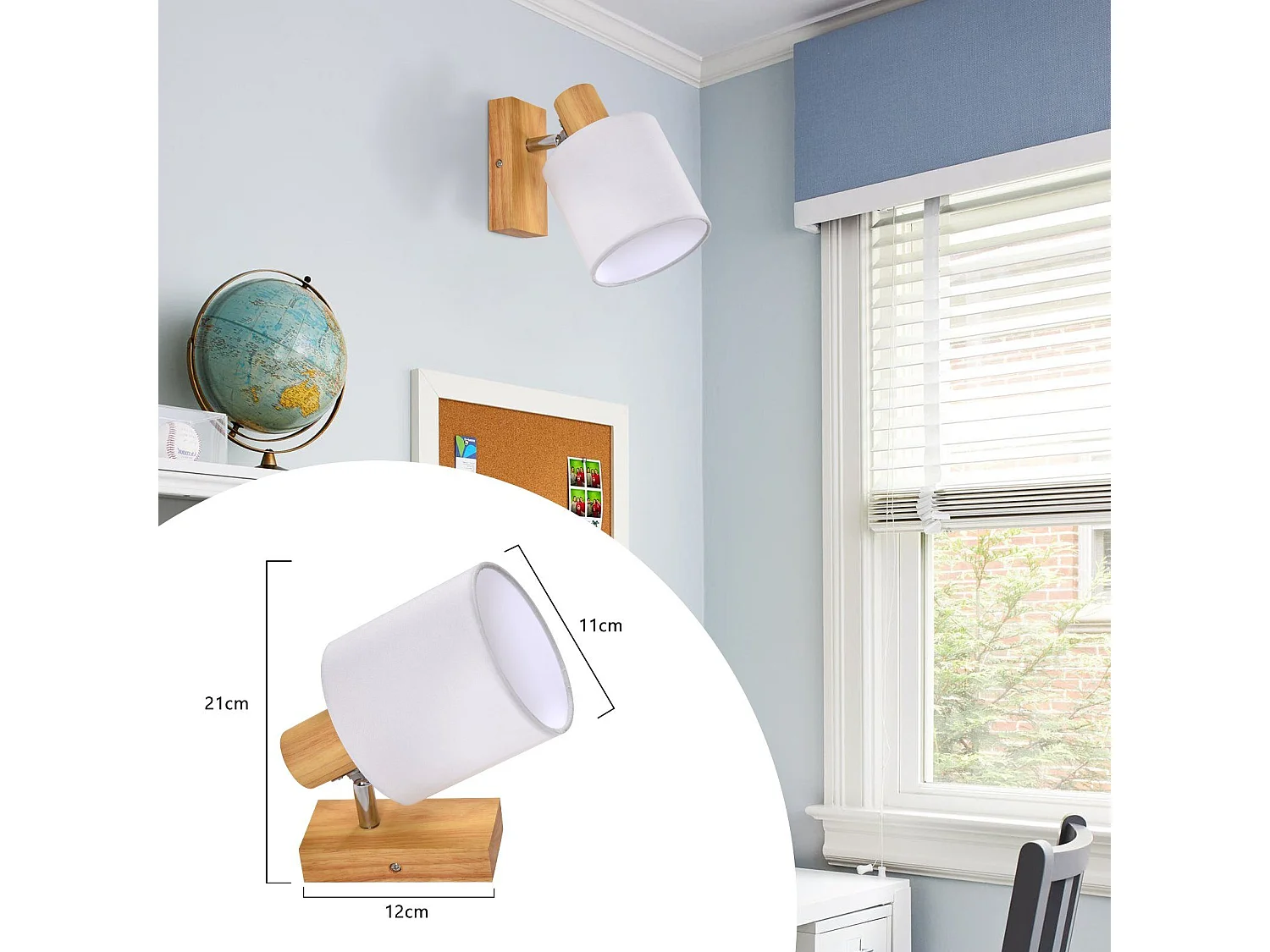 NETTLIFE Moderner Deckenstrahler aus Holz, Wand-/Korridor, 350° drehbar, E14 MAX.40W, für Wohnzimmer, Schlafzimmer, Küche (ohne Glühbirne)