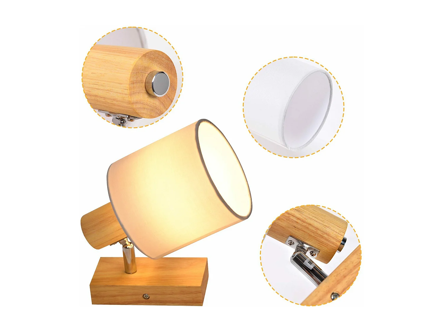 NETTLIFE Moderner Deckenstrahler aus Holz, Wand-/Korridor, 350° drehbar, E14 MAX.40W, für Wohnzimmer, Schlafzimmer, Küche (ohne Glühbirne)