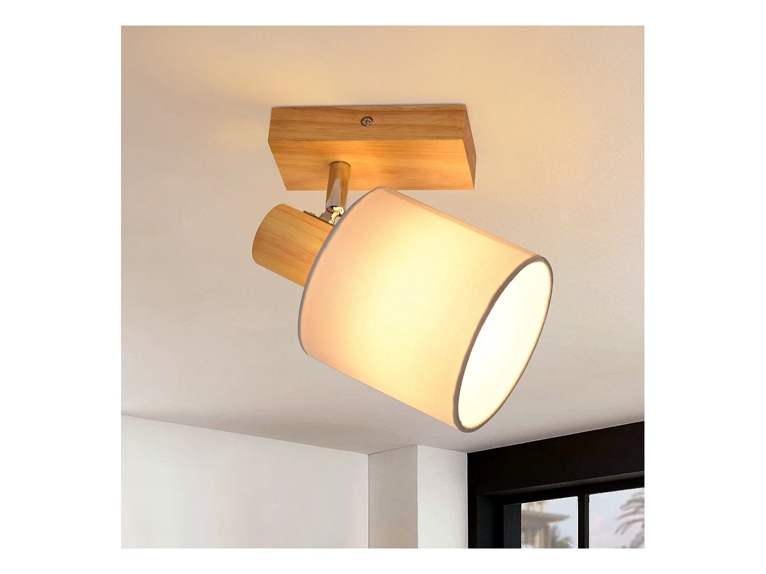 NETTLIFE Foco de Techo de Pasillo de Pared de Madera Moderno Giratorio 350° E14 MAX.40W para Salón Dormitorio Cocina (Sin Bombilla)