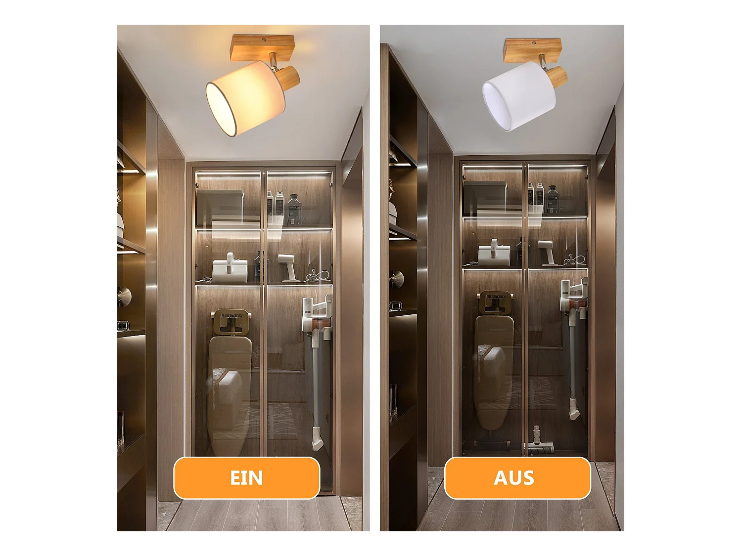 NETTLIFE Spot de Plafond Couloir Mural Moderne en Bois Pivotant à 350° E14 MAX.40W pour Salon Chambre Cuisine (sans Ampoule)