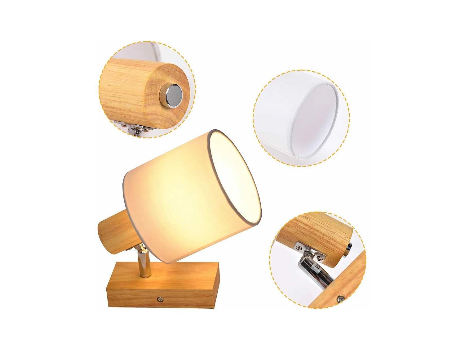 NETTLIFE Spot de Plafond Couloir Mural Moderne en Bois Pivotant à 350° E14 MAX.40W pour Salon Chambre Cuisine (sans Ampoule)