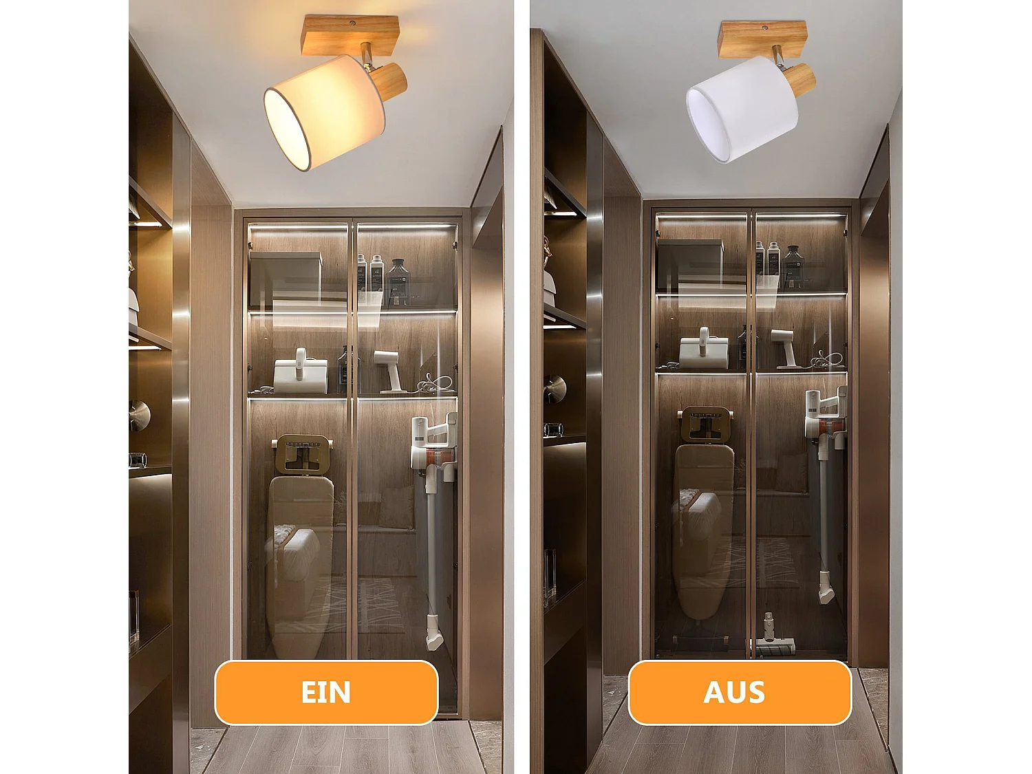 NETTLIFE Spot de Plafond Couloir Mural Moderne en Bois Pivotant à 350° E14 MAX.40W pour Salon Chambre Cuisine (sans Ampoule)