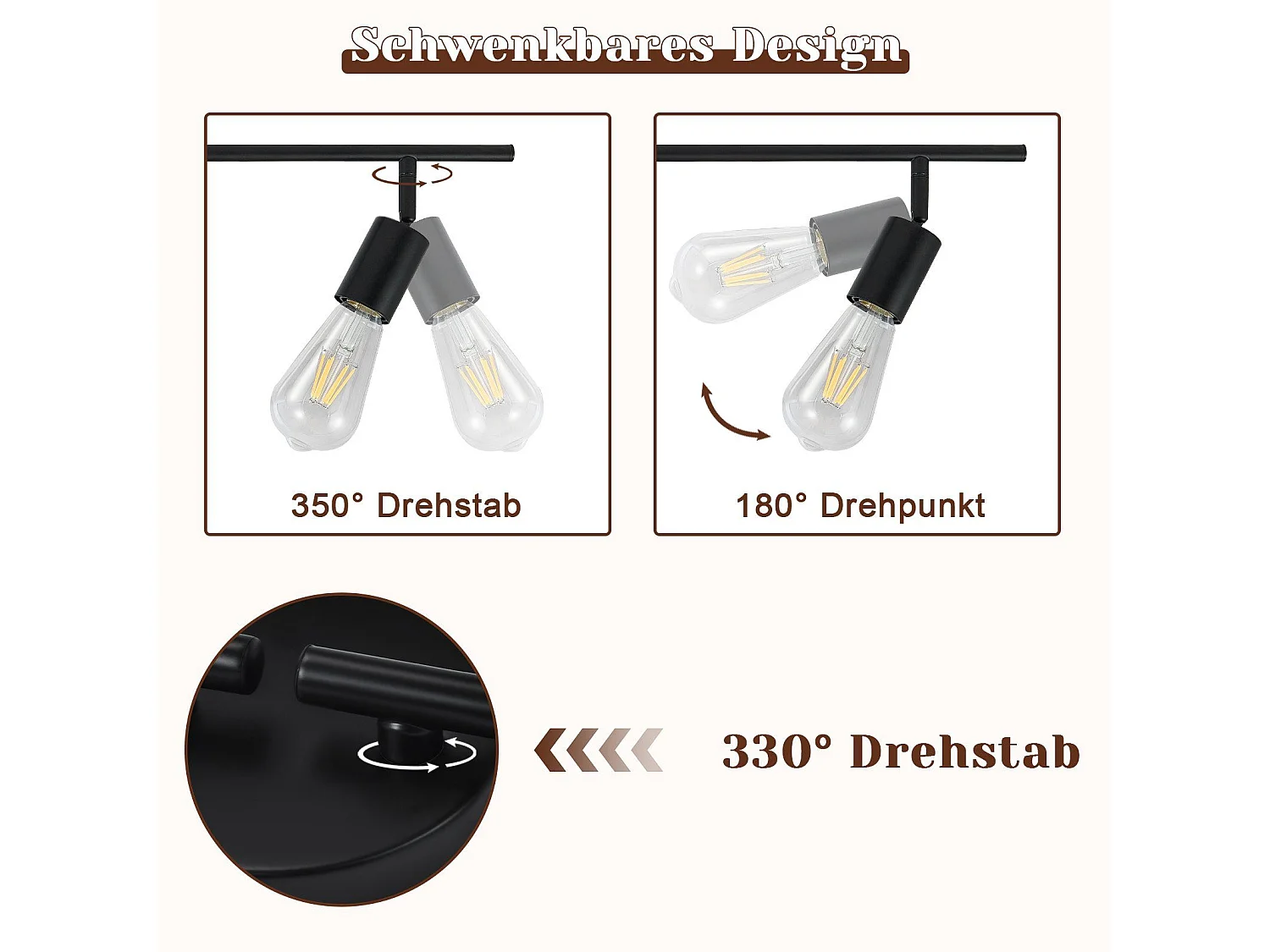 NETTLIFE Opbouwspot E27 - Zwart - Moderne Plafondlamp - Plafondspot - 4 lichts - Opbouwspot - Woonkamer | Slaapkamer | Keuken - L 75cm