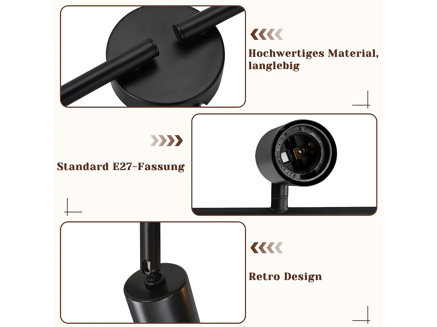 NETTLIFE Opbouwspot E27 - Zwart - Moderne Plafondlamp - Plafondspot - 4 lichts - Opbouwspot - Woonkamer | Slaapkamer | Keuken - L 75cm