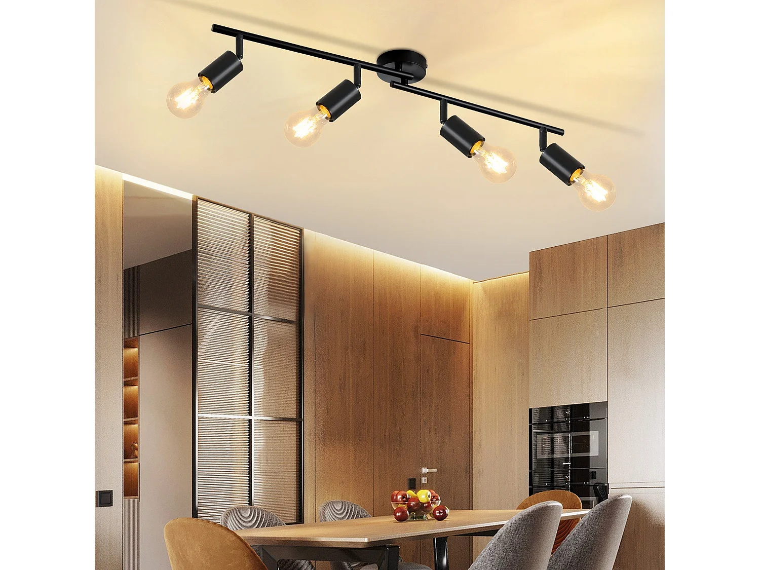 NETTLIFE Opbouwspot E27 - Zwart - Moderne Plafondlamp - Plafondspot - 4 lichts - Opbouwspot - Woonkamer | Slaapkamer | Keuken - L 75cm