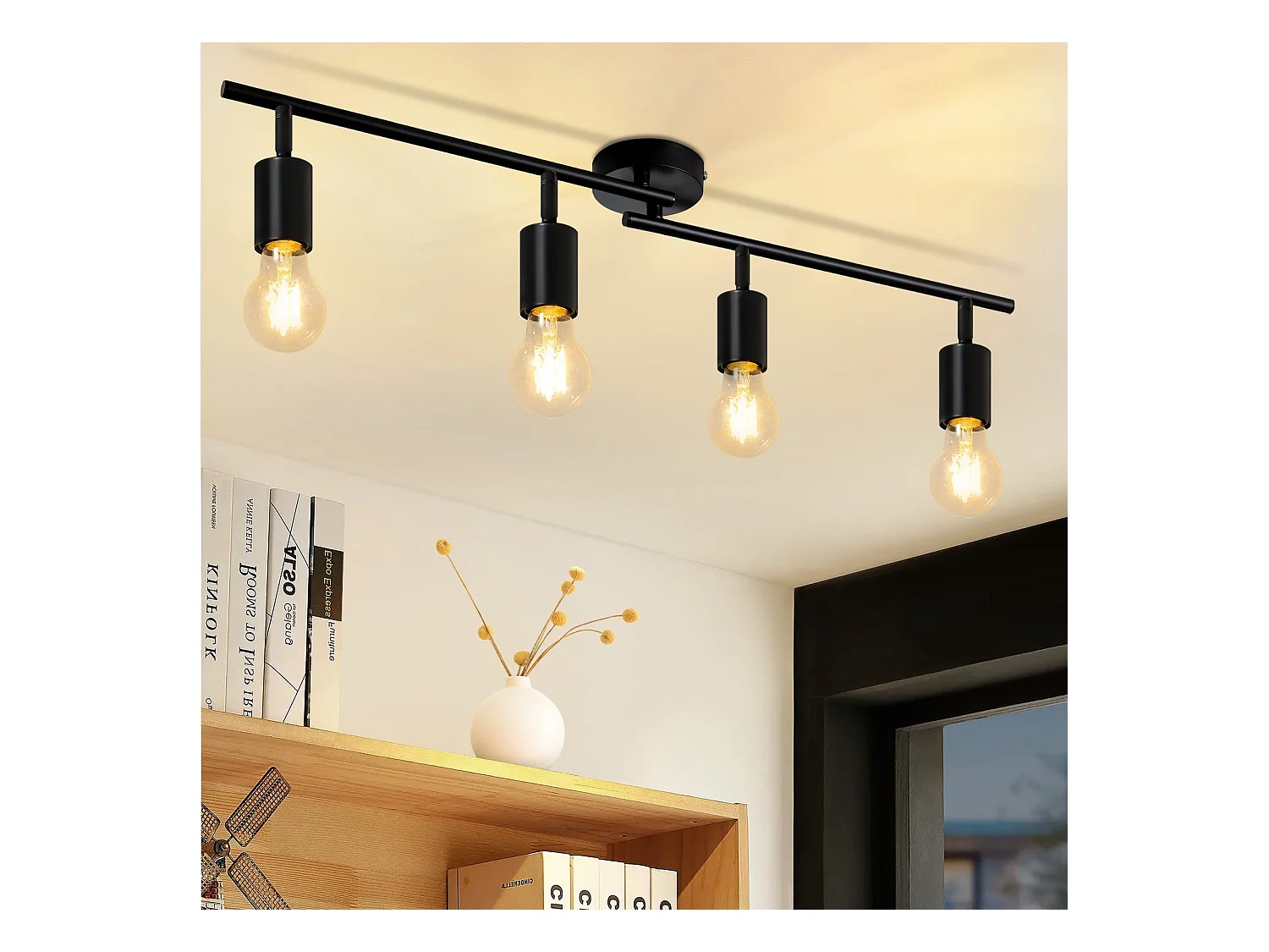 NETTLIFE Plafonnier Spot de Plafond Noir E27 Couloir Vintage Pivotant 350° Lampe de Cuisine Industrielle pour Cuisine Salon Chambre (sans Ampoule)