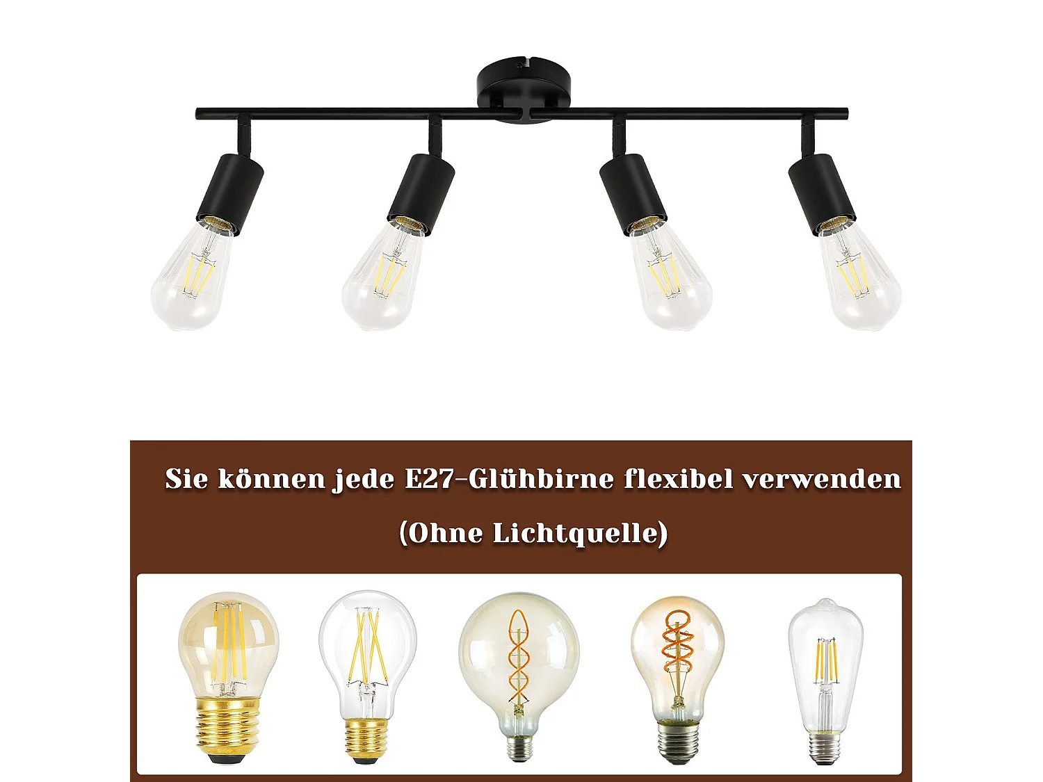 NETTLIFE Plafonnier Spot de Plafond Noir E27 Couloir Vintage Pivotant 350° Lampe de Cuisine Industrielle pour Cuisine Salon Chambre (sans Ampoule)