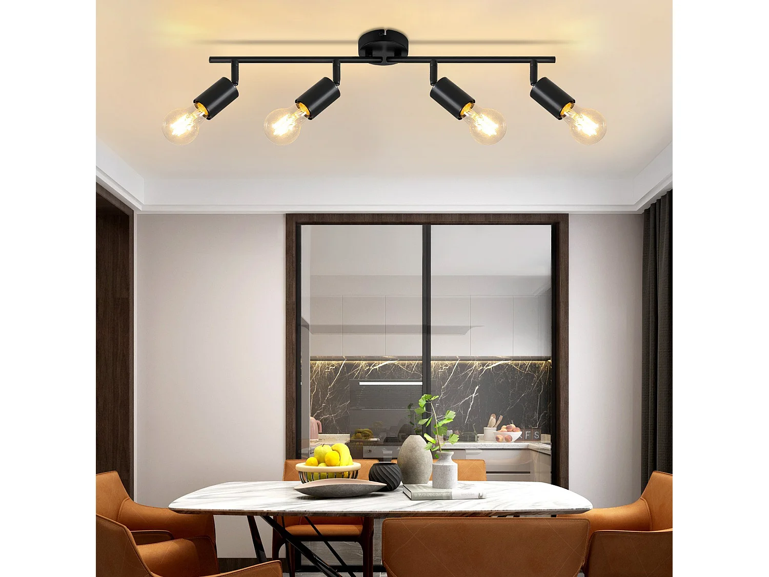 NETTLIFE Plafonnier Spot de Plafond Noir E27 Couloir Vintage Pivotant 350° Lampe de Cuisine Industrielle pour Cuisine Salon Chambre (sans Ampoule)