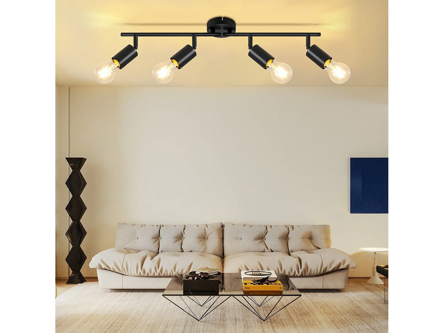 NETTLIFE Plafonnier Spot de Plafond Noir E27 Couloir Vintage Pivotant 350° Lampe de Cuisine Industrielle pour Cuisine Salon Chambre (sans Ampoule)