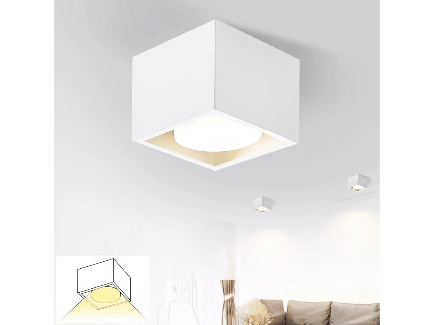 NETTLIFE Spot plafonnier LED en saillie blanc chaud carré GX53 5W plat orientable pour cuisine salon salle à manger couloir