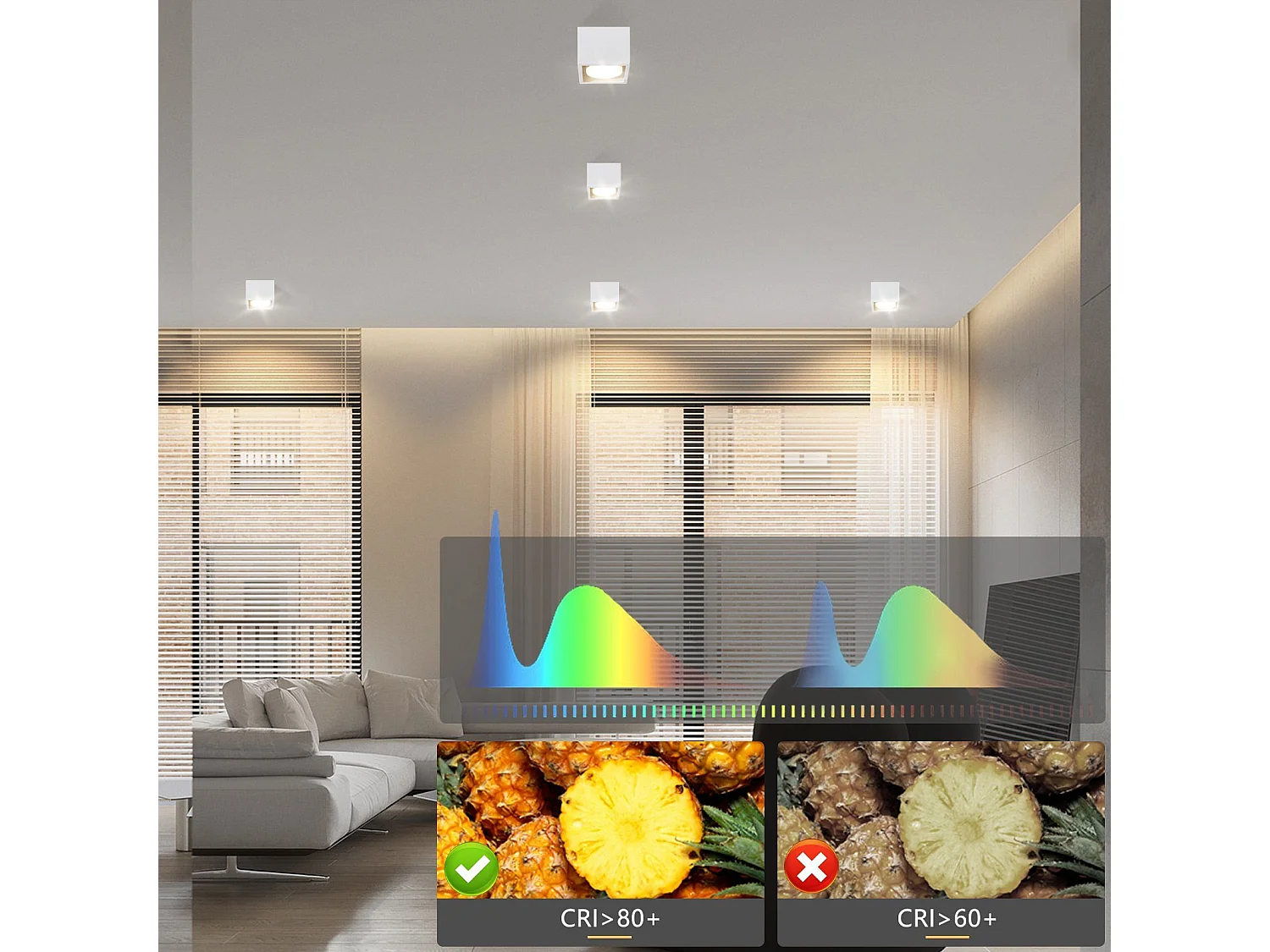 NETTLIFE Spot plafonnier LED en saillie blanc chaud carré GX53 5W plat orientable pour cuisine salon salle à manger couloir