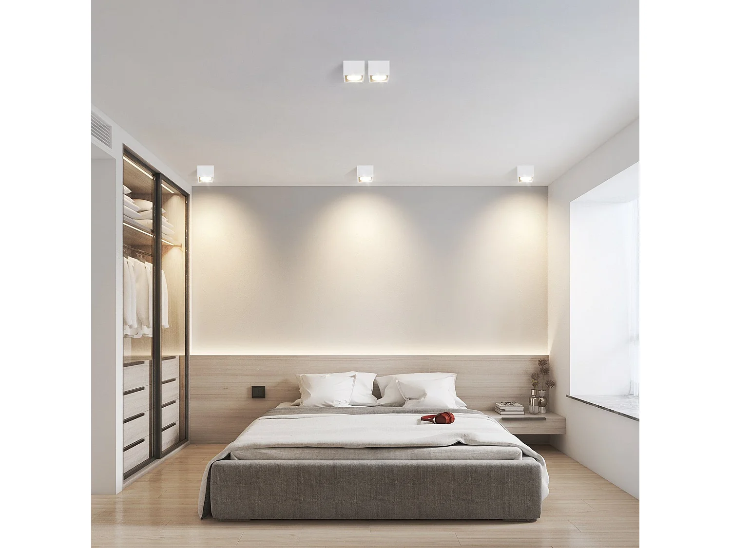 NETTLIFE Spot plafonnier LED en saillie blanc chaud carré GX53 5W plat orientable pour cuisine salon salle à manger couloir