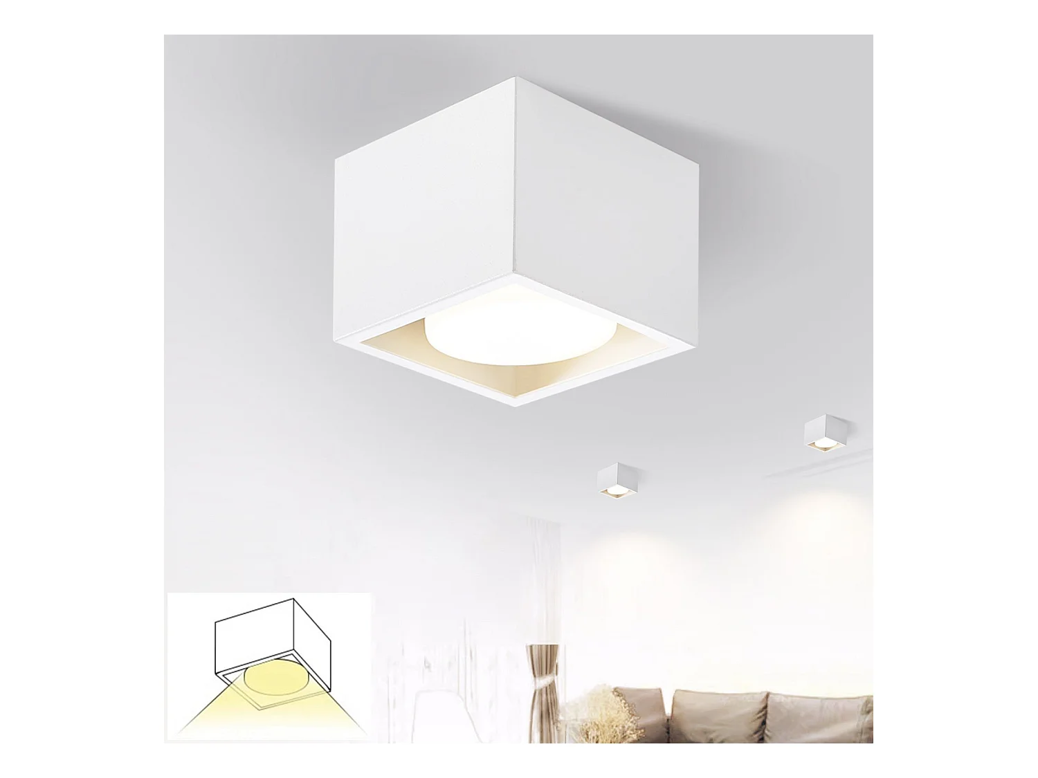 NETTLIFE Spot plafonnier LED en saillie blanc chaud carré GX53 5W plat orientable pour cuisine salon salle à manger couloir