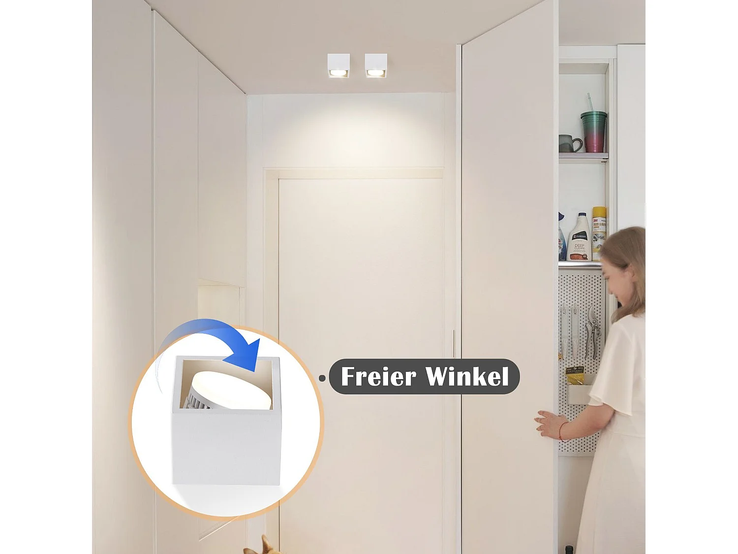 NETTLIFE LED-Deckenleuchte zum Aufbau, warmweiß, quadratisch, GX53, 5 W, flach, verstellbar, für Küche, Wohnzimmer, Esszimmer, Flur
