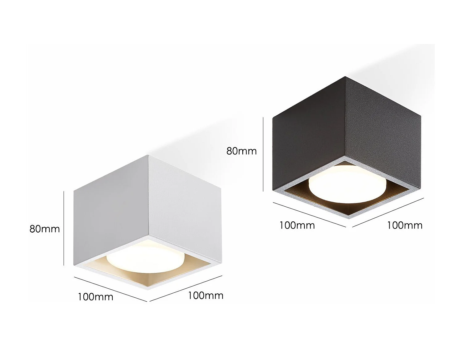NETTLIFE LED-Deckenleuchte zum Aufbau, warmweiß, quadratisch, GX53, 5 W, flach, verstellbar, für Küche, Wohnzimmer, Esszimmer, Flur