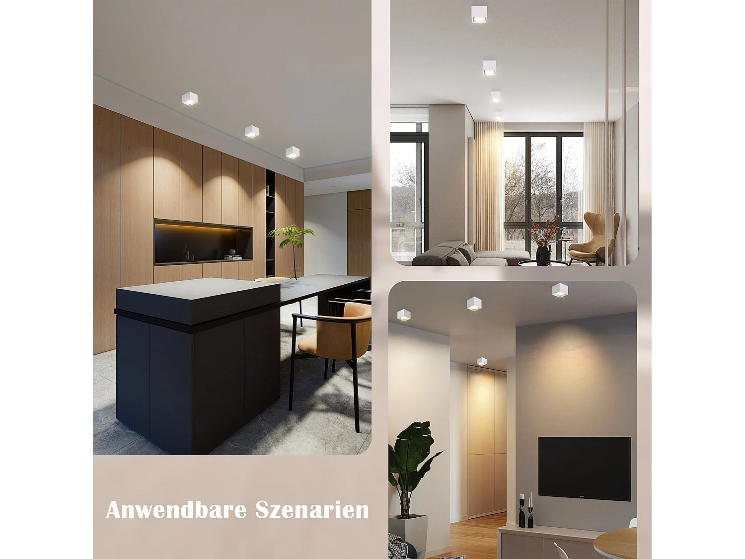 NETTLIFE LED-Deckenleuchte zum Aufbau, warmweiß, quadratisch, GX53, 5 W, flach, verstellbar, für Küche, Wohnzimmer, Esszimmer, Flur