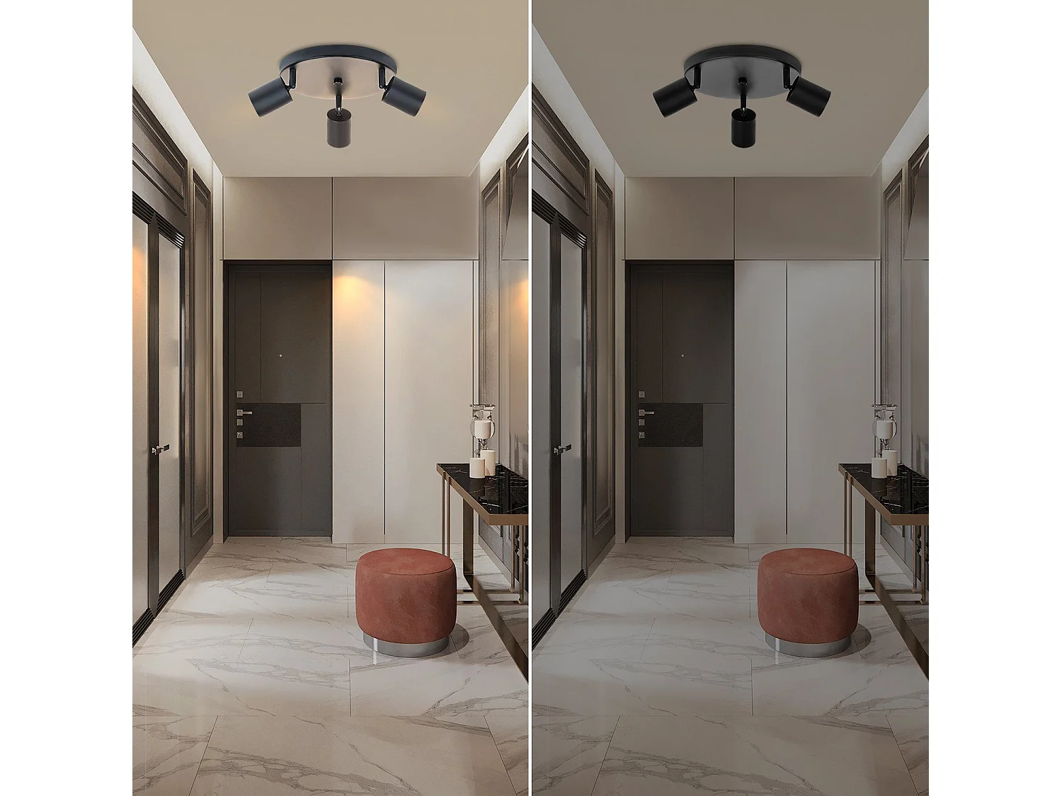 NETTLIFE 3 Spots E14 Pivotant 350° Max.25 W Plafonnier noir Plafonnier vintage en tissu moderne pour salon, chambre à coucher, cuisine, couloir