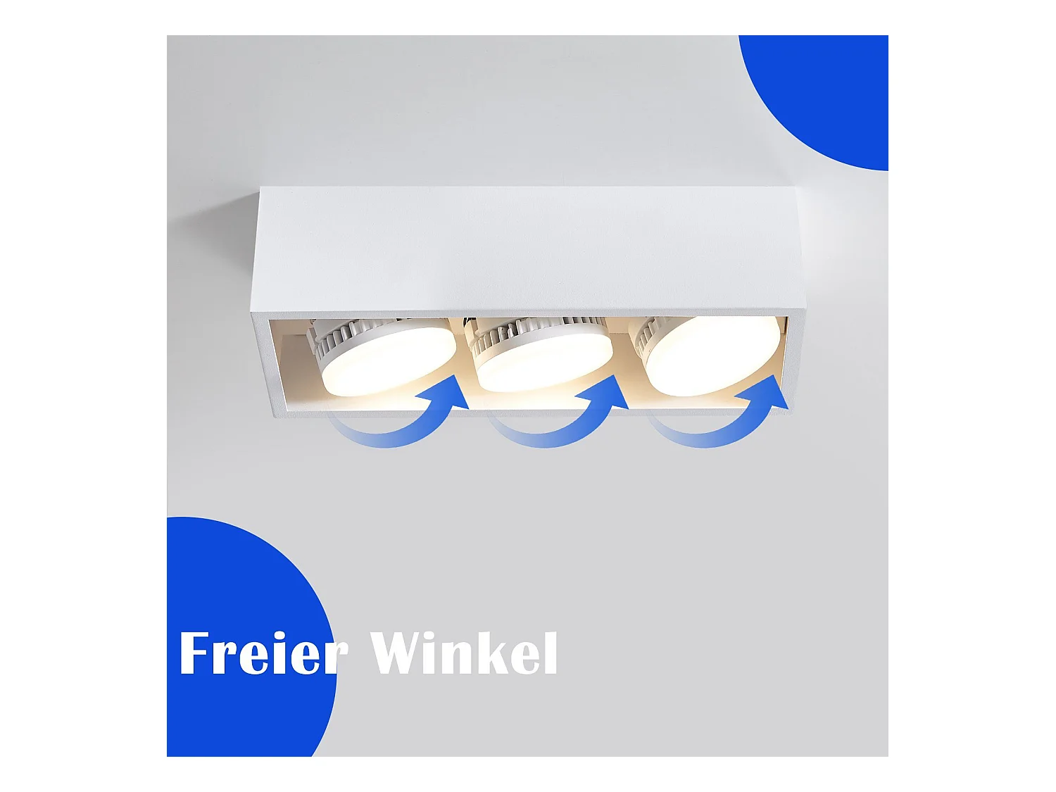 NETTLIFE 3 Spots plafonniers en saillie LED blanc chaud orientables carrés 3x5W GX53 pour cuisine salon salle à manger chambre couloir