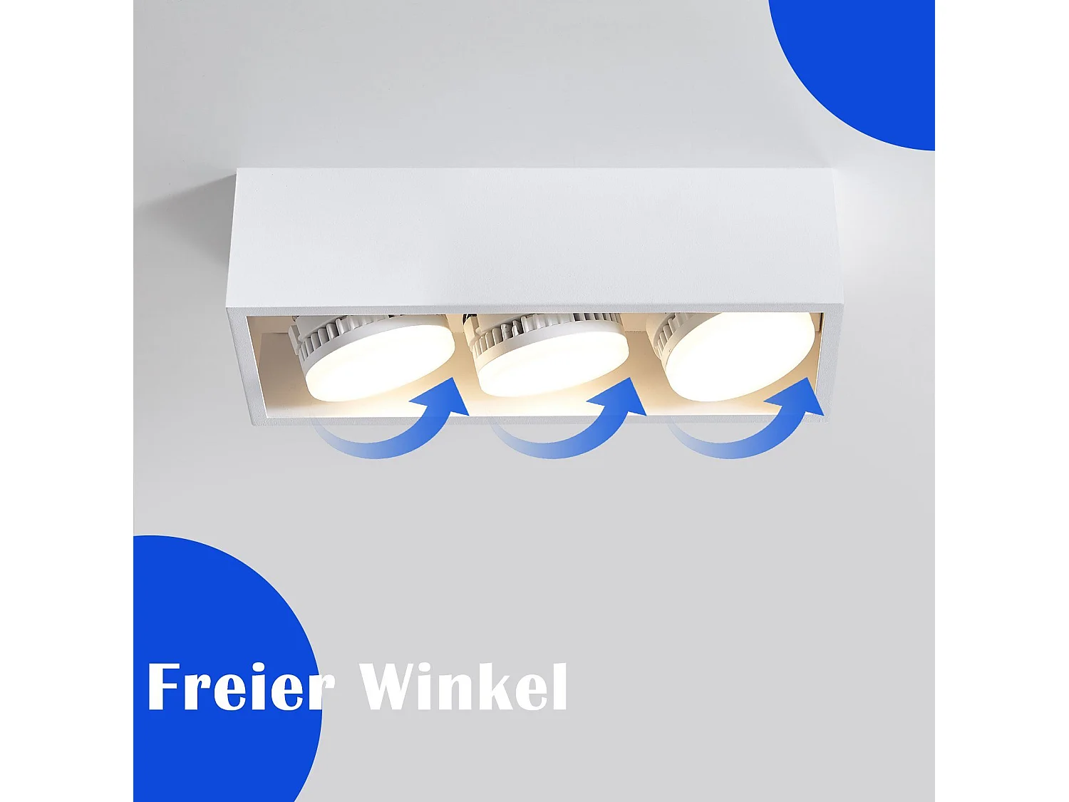 NETTLIFE 3 Spots plafonniers en saillie LED blanc chaud orientables carrés 3x5W GX53 pour cuisine salon salle à manger chambre couloir