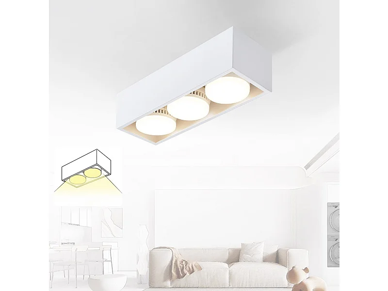 NETTLIFE Opbouwspot GX53 - vierkant - Wit - 3-Lichts - 15W - Moderne Plafondlamp - 3000K Warm Wit Licht - Plafondspot - voor Hal | Slaafkamer | Kantoor | Woonkamer