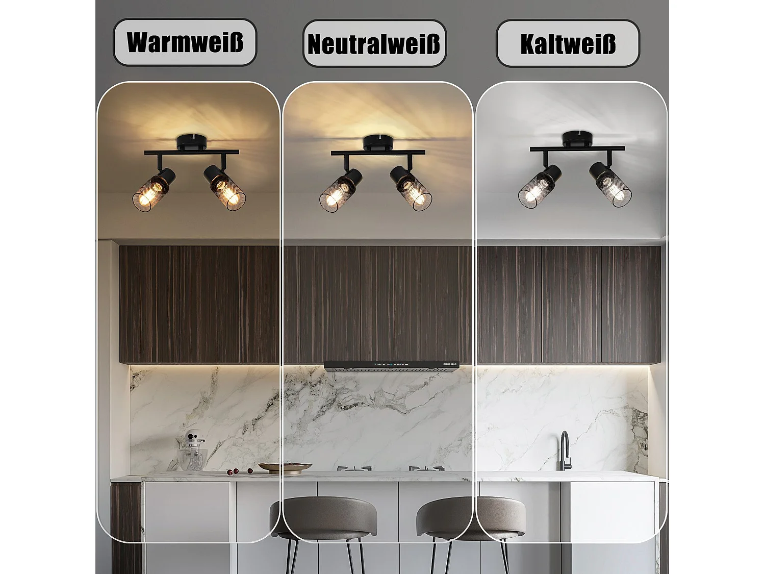 NETTLIFE Deckenleuchte 2 Strahler Schwarz Industrie Metall Schwenkbar 330° E27 LED für Flur Korridor Wohnzimmer Schlafzimmer