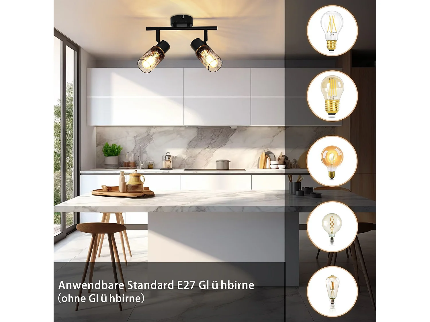 NETTLIFE Plafonnier 2 spots métal noir industriel orientable 330°E27 LED pour couloir couloir salon chambre salle à manger porte d'entrée sans ampoule