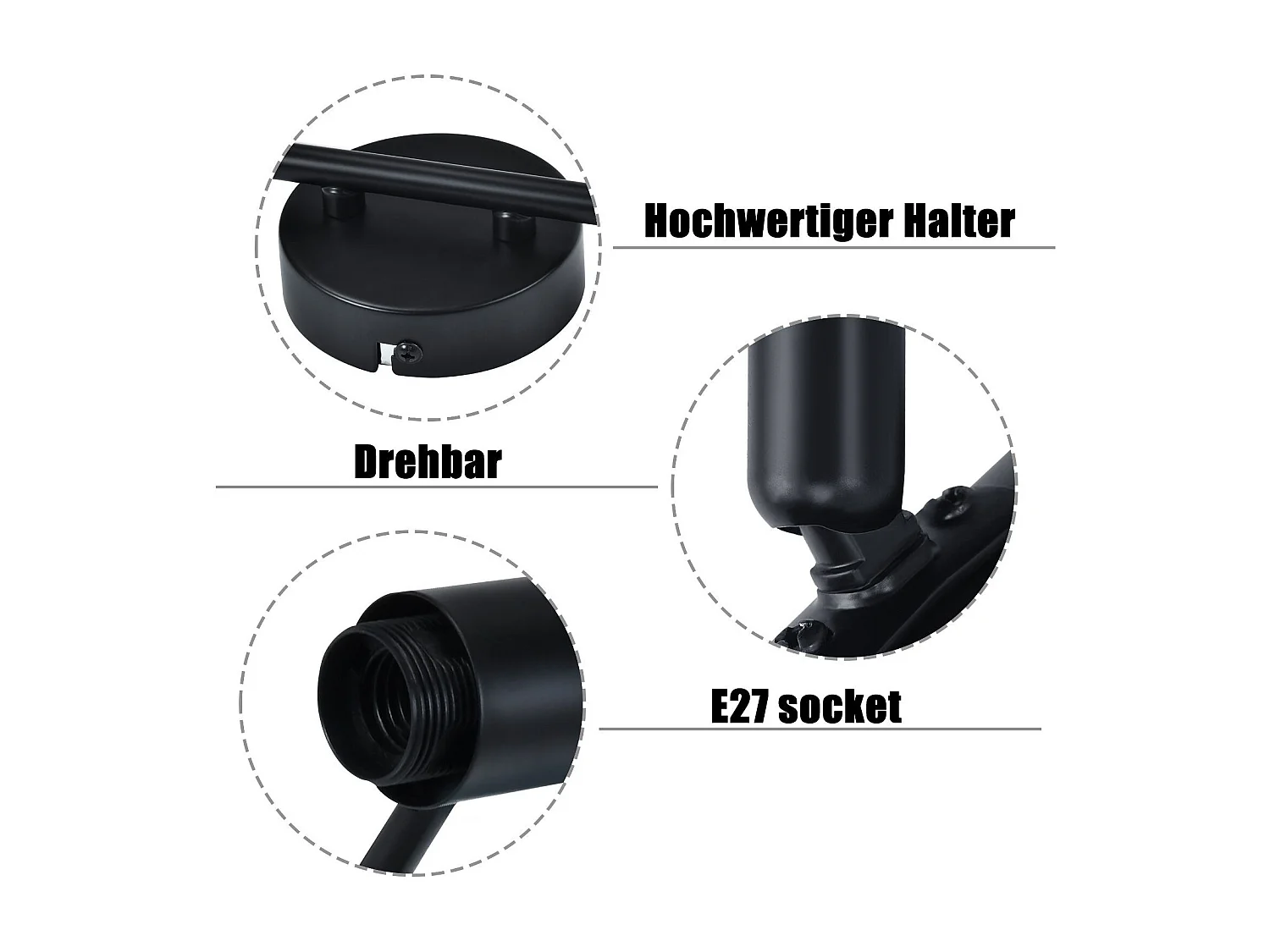 NETTLIFE Plafonnier 2 spots métal noir industriel orientable 330°E27 LED pour couloir couloir salon chambre salle à manger porte d'entrée sans ampoule