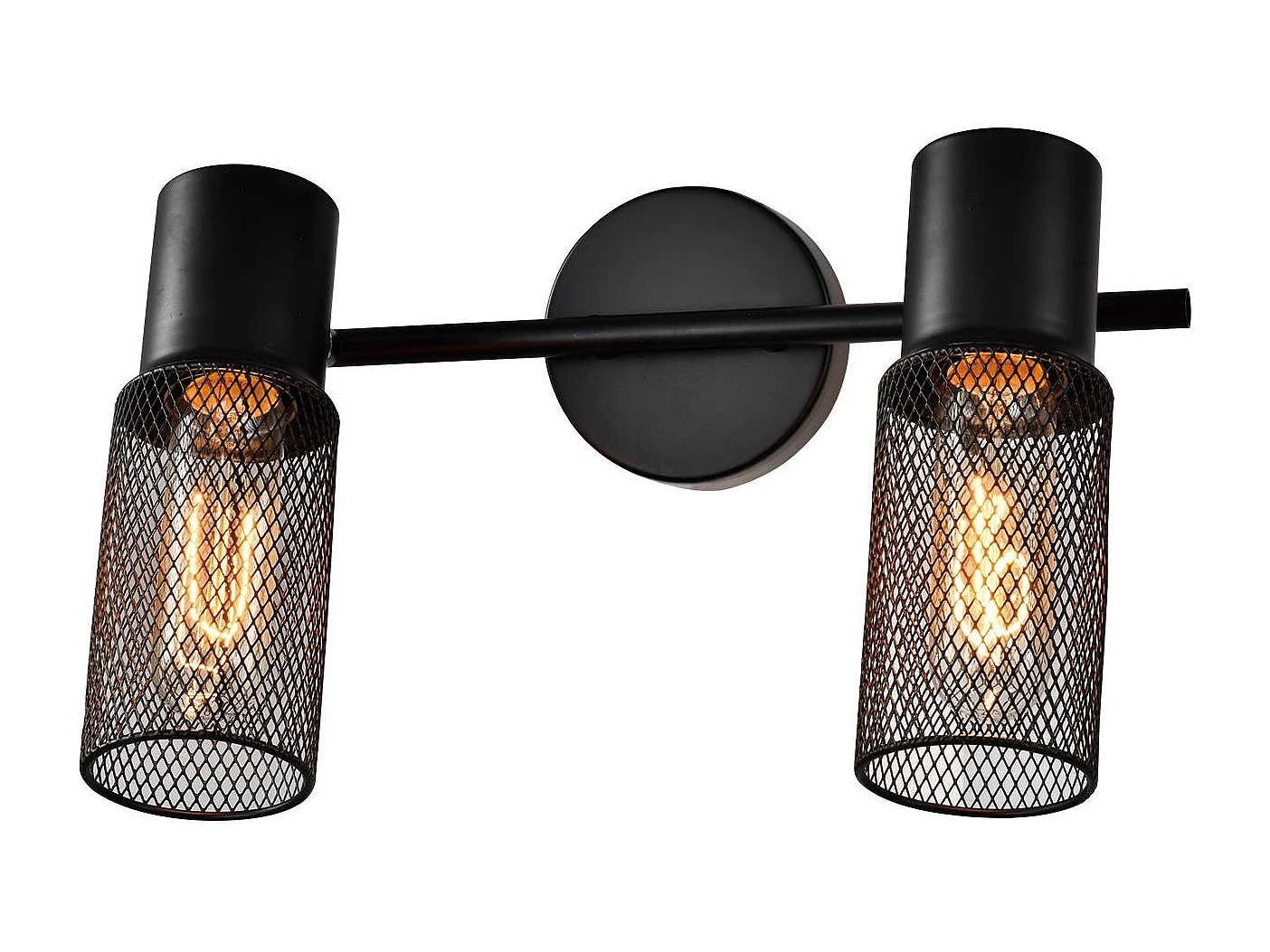 NETTLIFE Plafonnier 2 spots métal noir industriel orientable 330°E27 LED pour couloir couloir salon chambre salle à manger porte d'entrée sans ampoule