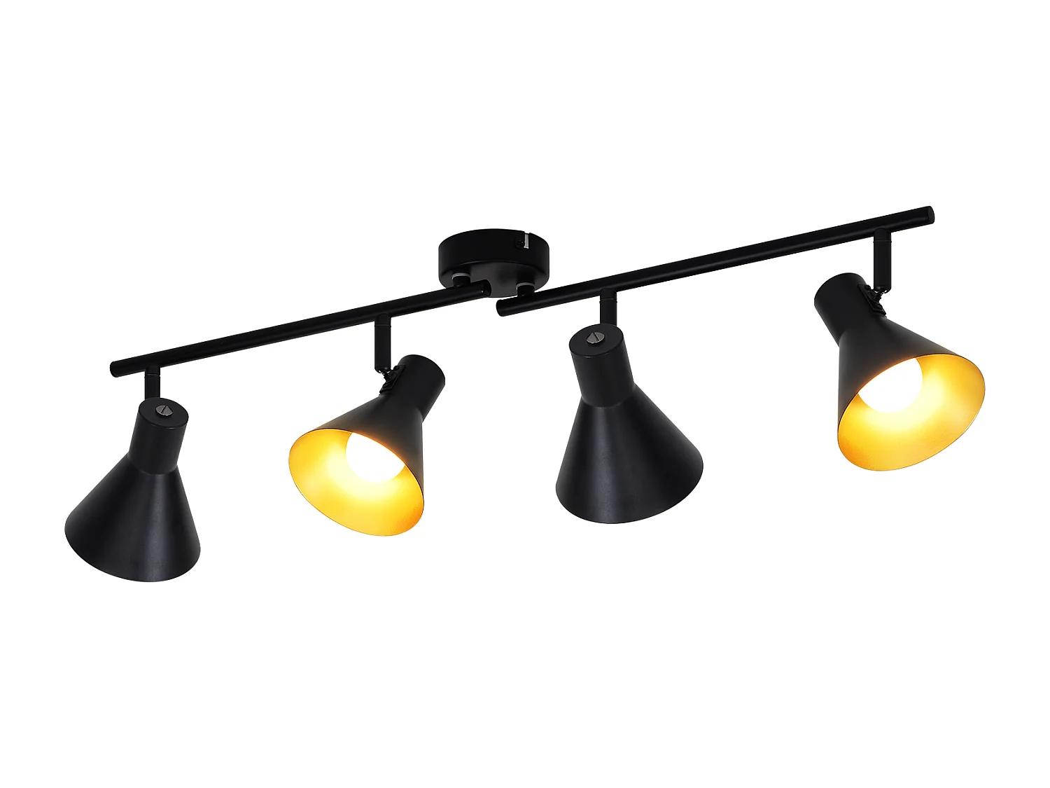 NETTLIFE 4 Spots Plafonnier Salon Noir Vintage 71CM E14 Métal Pivotant à 350°Industriel pour Chambre Cuisine Couloir