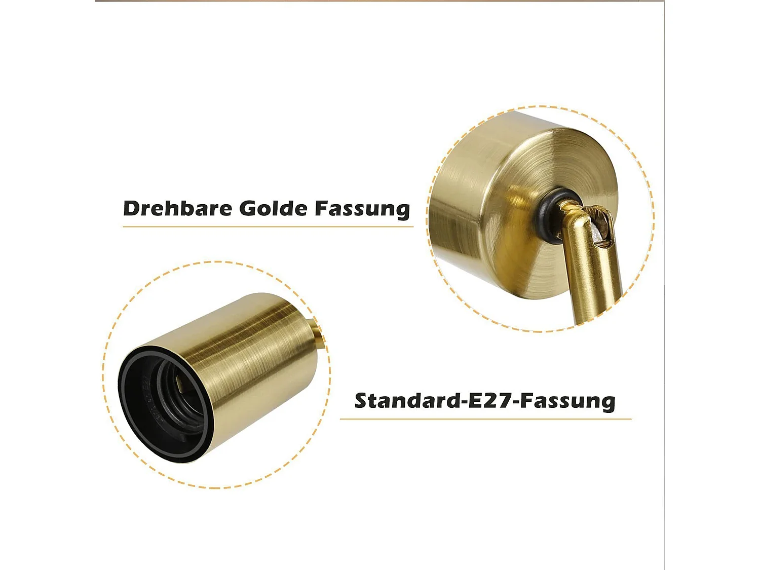 NETTLIFE 6 Spots de Plafond Plafonnier E27 Rétro Vintage Or Pivotants en Métal pour Chambre Max. 25W (Ampoules Non Incluses)