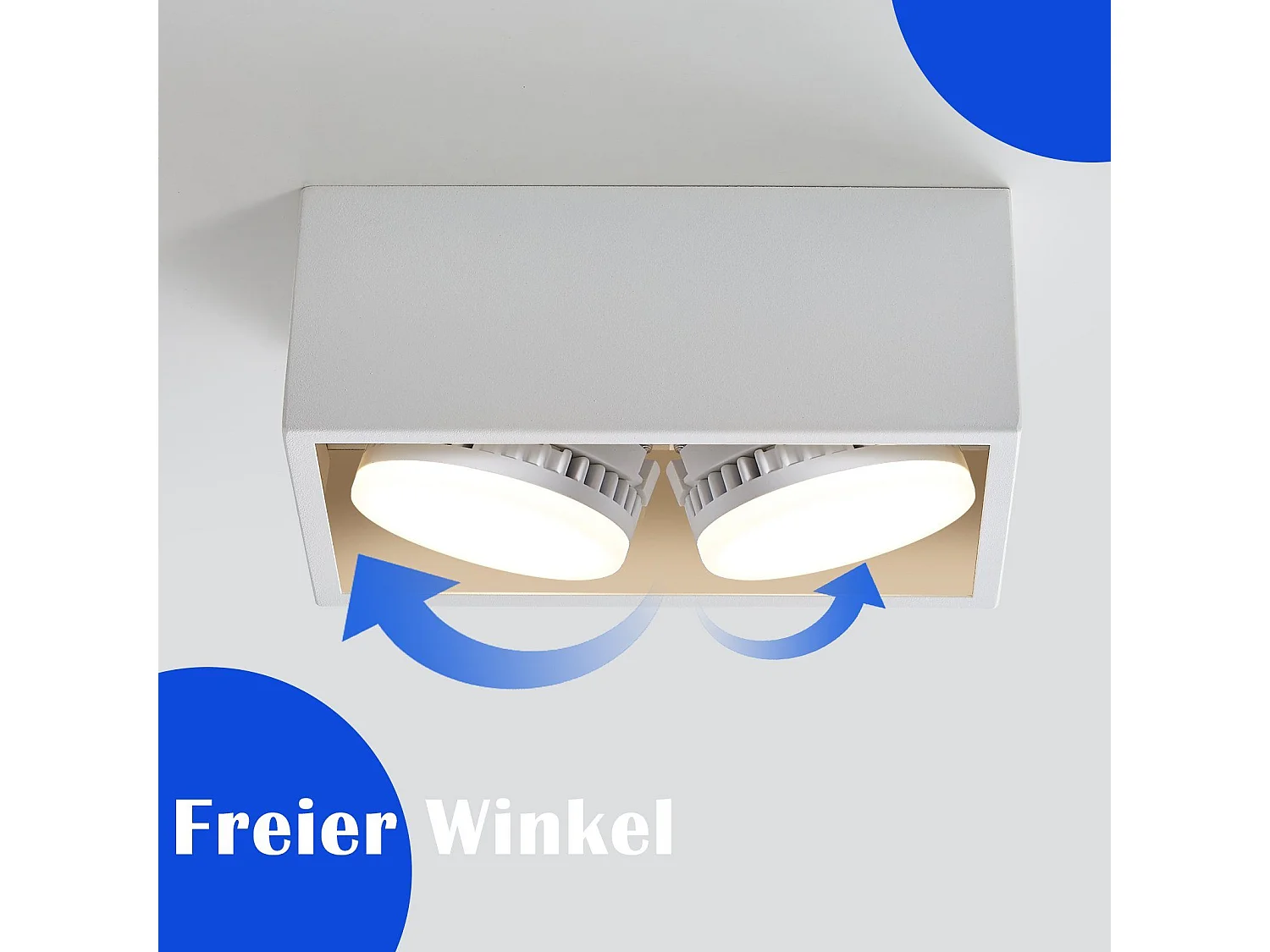 NETTLIFE 2 Spots de plafond en saillie LED blanc chaud avec orientables GX53 modernes carrés pour cuisine salon chambre couloir