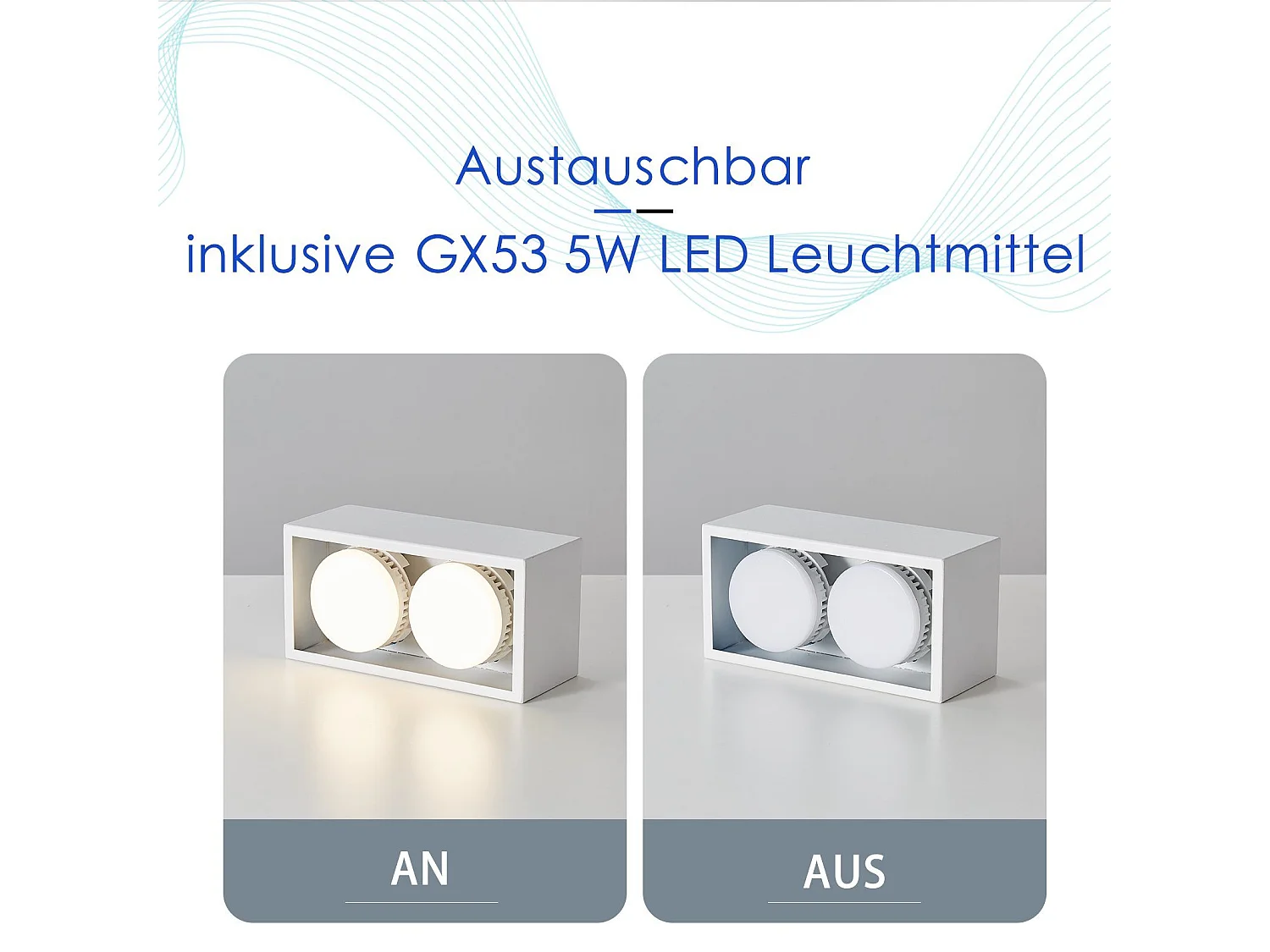 NETTLIFE 2 Spots de plafond en saillie LED blanc chaud avec orientables GX53 modernes carrés pour cuisine salon chambre couloir