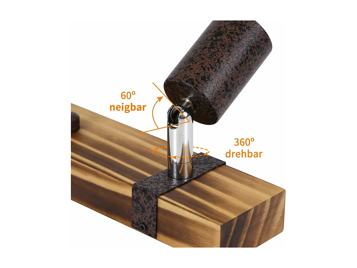 NETTLIFE 3 Spots  E27, max.25 W 55 cm,Plafonniers vintage , spot en bois,  avec lampe orientable et orientable pour couloir, cuisine, salle à manger