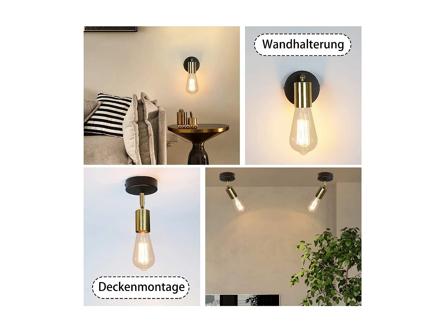 NETTLIFE Opbouwspot 1-lichts zwart goud E27 Fitting draaibar Plafondspot Vintage Keukenlamp Max. 40W Metaal voor Slaapkamer | Hal | Woonkamer Zonder Lichtborn L 9cm