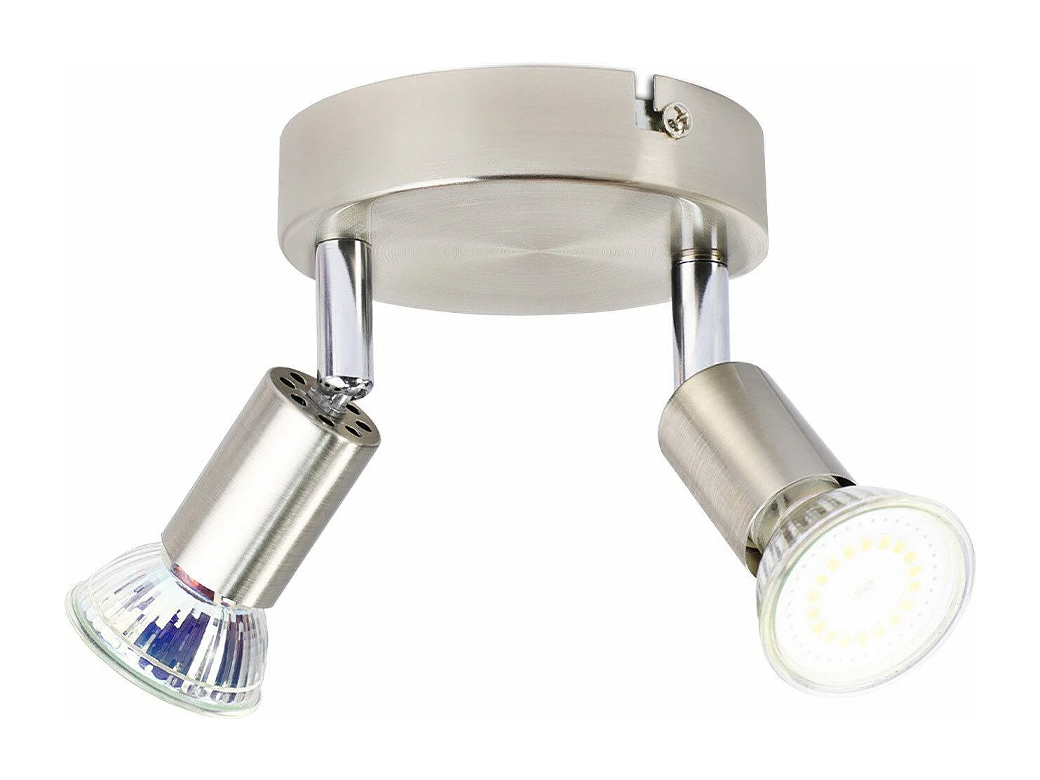 NETTLIFE Opbouwspot - rond - 2-Lichts - GU10 Fitting - nikkel - Moderne Plafondlamp - Plafondspot - voor Hal | Slaafkamer | Kantoor | Woonkamer - Zonder Lichtborn