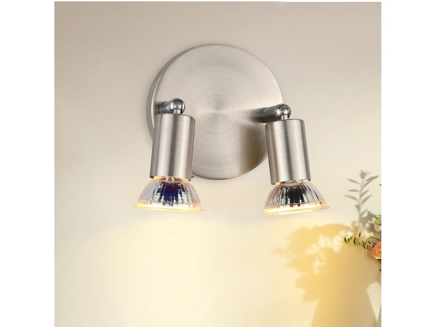 NETTLIFE Opbouwspot - rond - 2-Lichts - GU10 Fitting - nikkel - Moderne Plafondlamp - Plafondspot - voor Hal | Slaafkamer | Kantoor | Woonkamer - Zonder Lichtborn