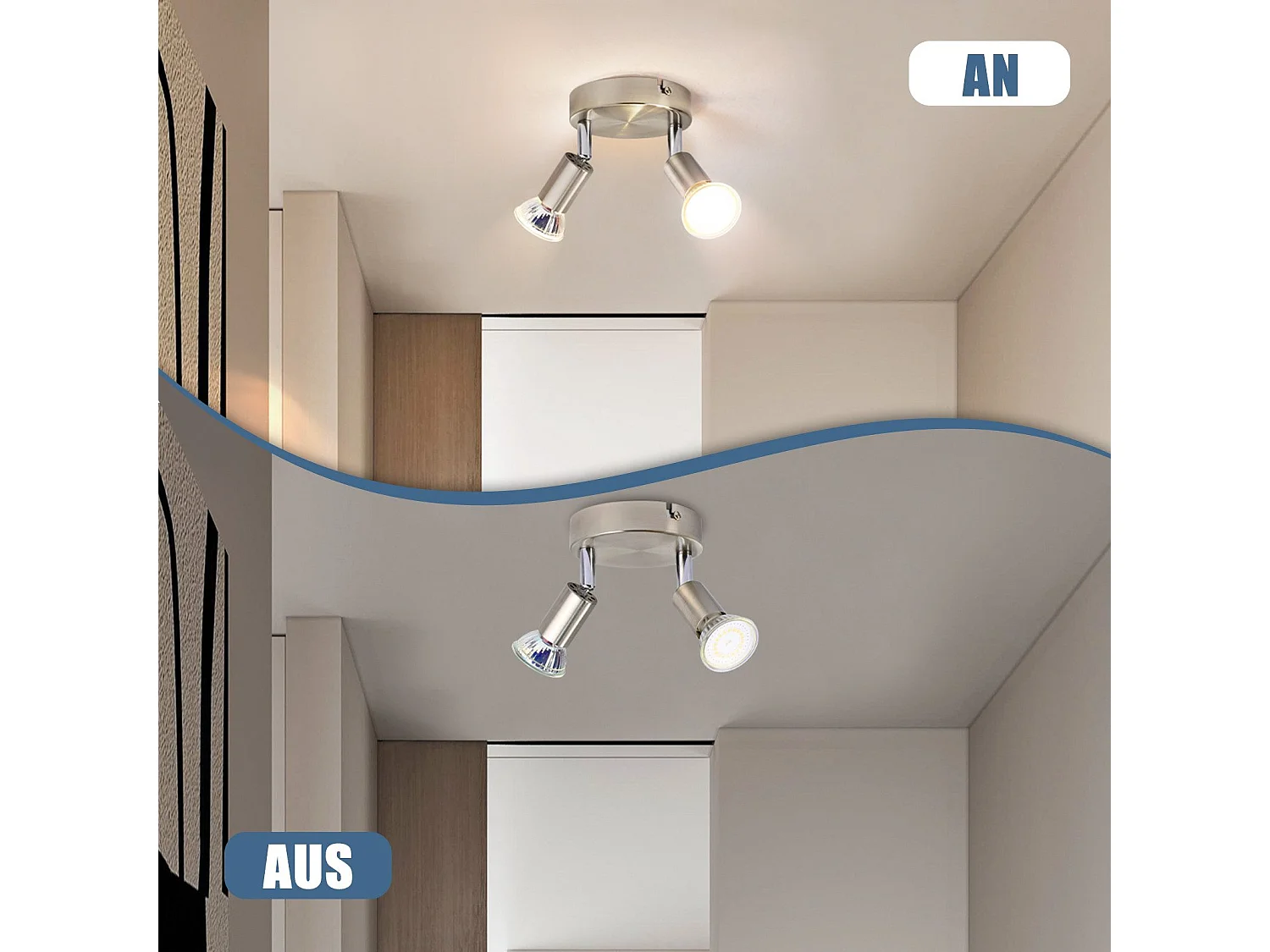 NETTLIFE Opbouwspot - rond - 2-Lichts - GU10 Fitting - nikkel - Moderne Plafondlamp - Plafondspot - voor Hal | Slaafkamer | Kantoor | Woonkamer - Zonder Lichtborn