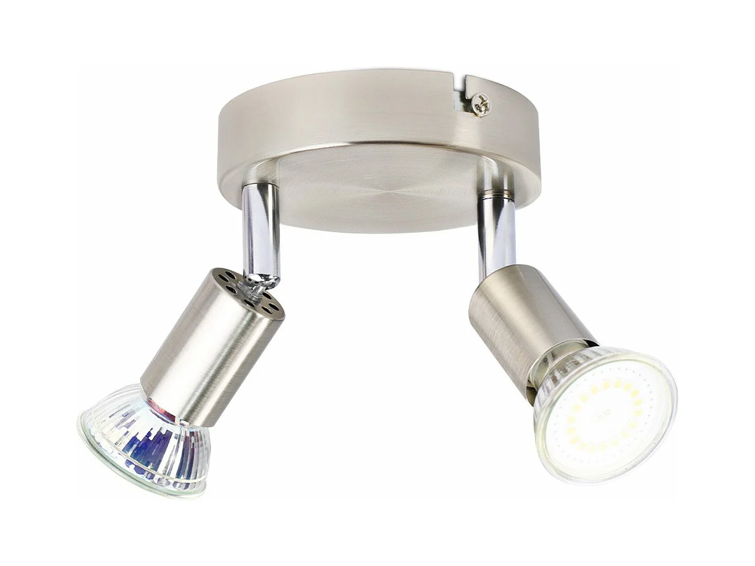 NETTLIFE Opbouwspot - rond - 2-Lichts - GU10 Fitting - nikkel - Moderne Plafondlamp - Plafondspot - voor Hal | Slaafkamer | Kantoor | Woonkamer - Zonder Lichtborn