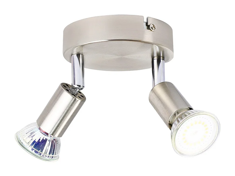 NETTLIFE Opbouwspot - rond - 2-Lichts - GU10 Fitting - nikkel - Moderne Plafondlamp - Plafondspot - voor Hal | Slaafkamer | Kantoor | Woonkamer - Zonder Lichtborn