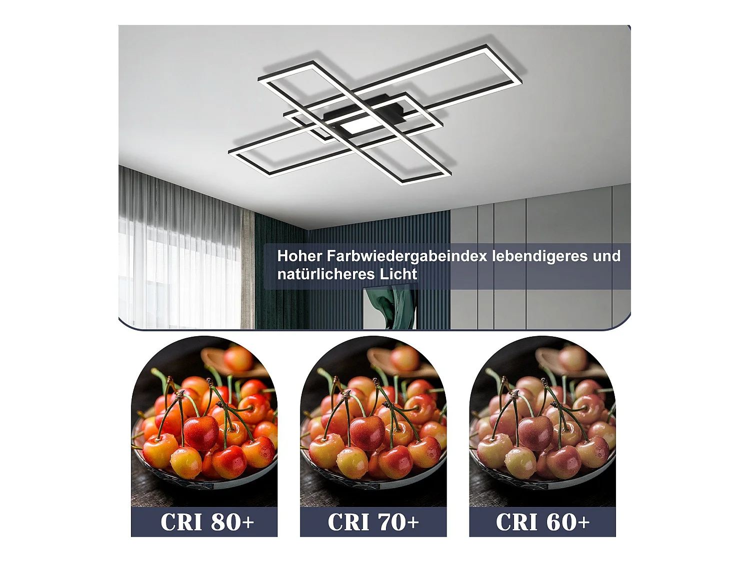 NETTLIFE Plafonnier LED Lampe de Salon Noir Lampe Moderne Dimmable avec Télécommande 50 W Chambre Grande pour Cuisine Couloir Salle à Manger