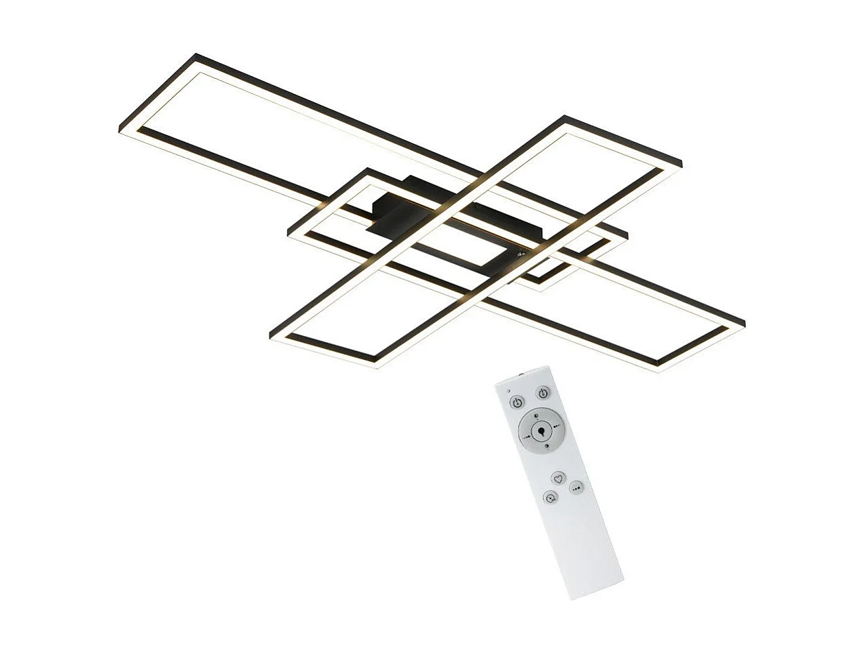 NETTLIFE Plafonnier LED Lampe de Salon Noir Lampe Moderne Dimmable avec Télécommande 50 W Chambre Grande pour Cuisine Couloir Salle à Manger