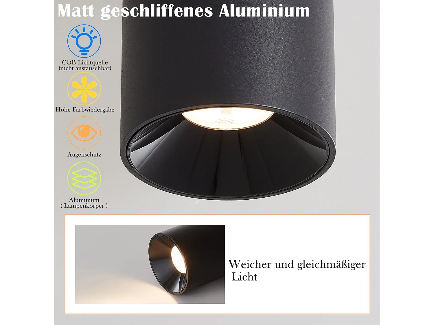 NETTLIFE spots de plafond plafonnier spot en saillie noir Spot en saillie LED 7W rond en saillie cuisine 3000K plafonnier pour salle à manger salon