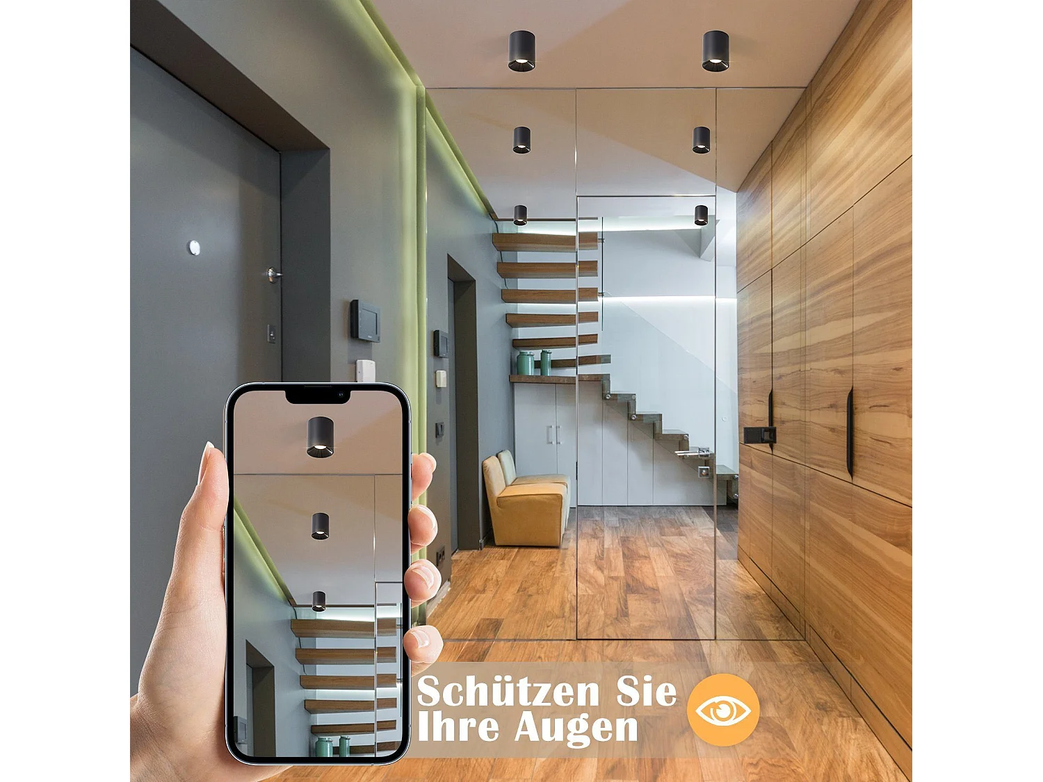 NETTLIFE spots de plafond plafonnier spot en saillie noir Spot en saillie LED 7W rond en saillie cuisine 3000K plafonnier pour salle à manger salon