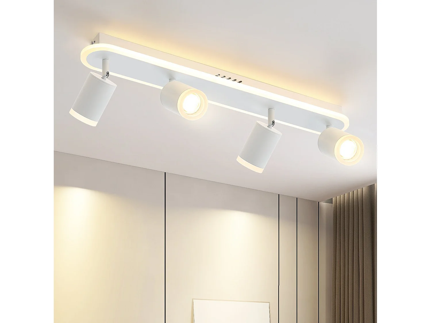 NETTLIFE 4 ciepłe białe GU10 metalowe reflektory sufitowe LED, regulowane 330° do sypialni, przedpokoju, jadalni, kuchni, salonu