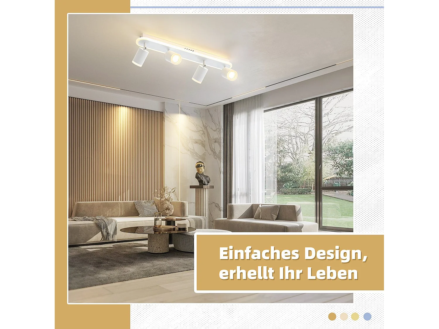 NETTLIFE 4 ciepłe białe GU10 metalowe reflektory sufitowe LED, regulowane 330° do sypialni, przedpokoju, jadalni, kuchni, salonu