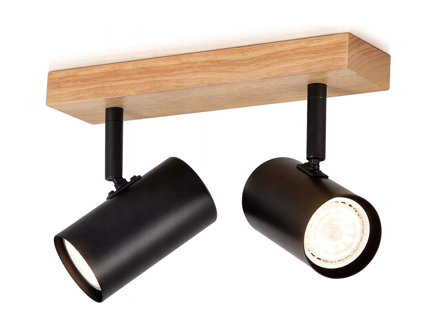 NETTLIFE 2 Spots de plafond bois noir GU10 orientables à 350°style rétro industriel pour salon chambre cuisine couloir salle à manger