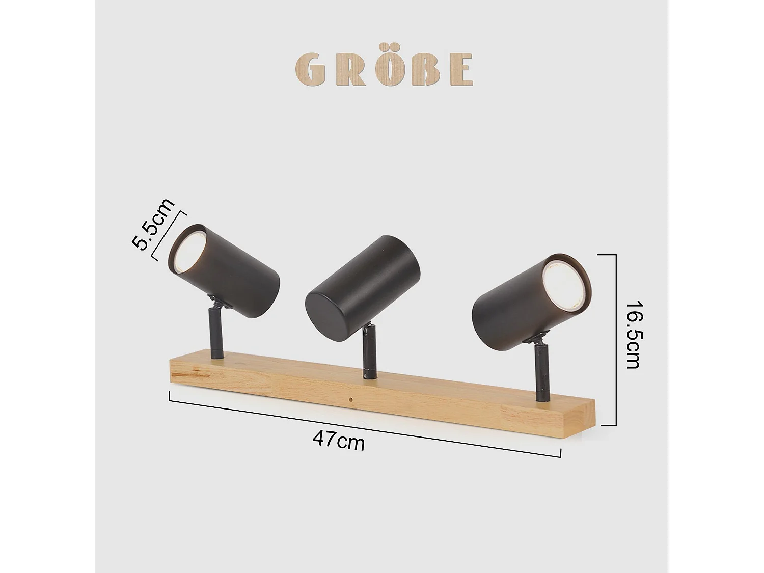 NETTLIFE 3 Vintage GU10 Moderne Plafondspots in Wit Hout, 350° Draaibaar voor Slaapkamer, Woonkamer, Kantoor, Eetkamer, Keuken